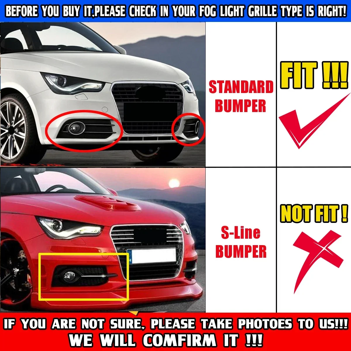 Pair Car Front Bumper Fog Lamp Grill Grille For AUDI A1 8X 2010-2014 Honeycomb Mesh Fog Light Hood Grille X0807681A 8X0807682A