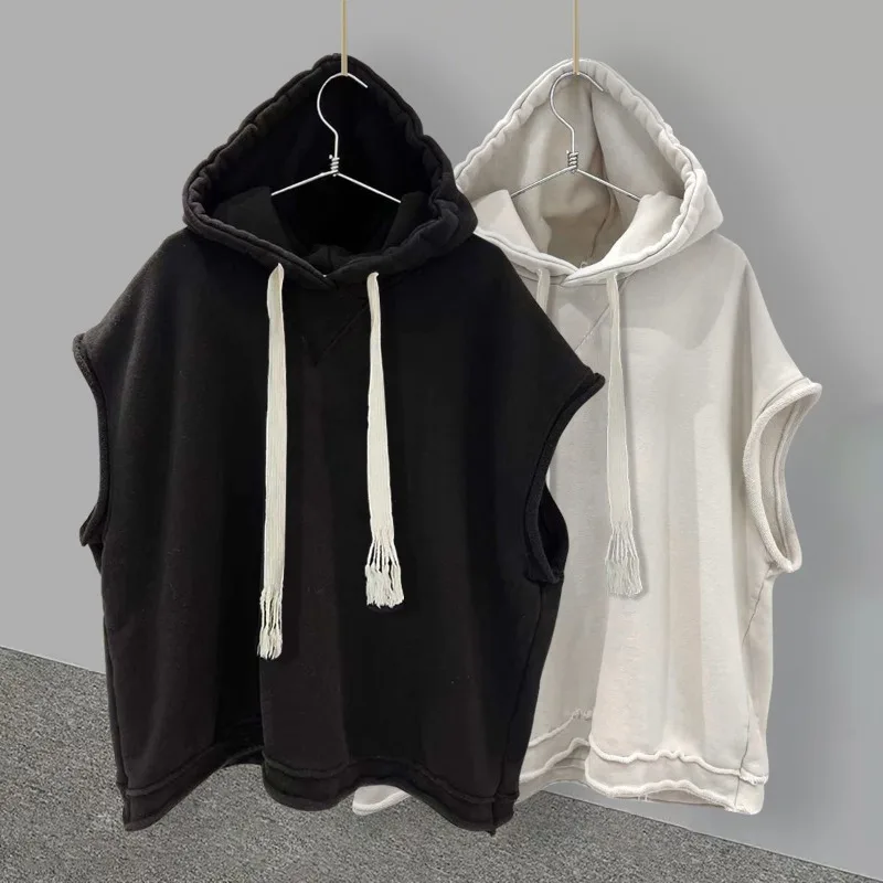 2025 Autumn Hooded Sleeveless Hoodie for Women Loose Solid Vest Sweatshirt Woman