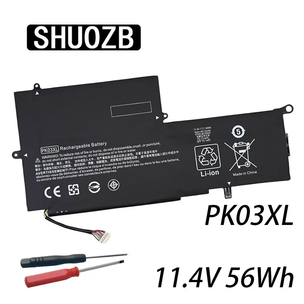 SHUOZB PK03XL Laptop Battery For HP Spectre Pro X360 13 G1 Series M2Q55PA M4Z17PA HSTNN-DB6S 6789116-005 788237-2C1 11.4V 56Wh