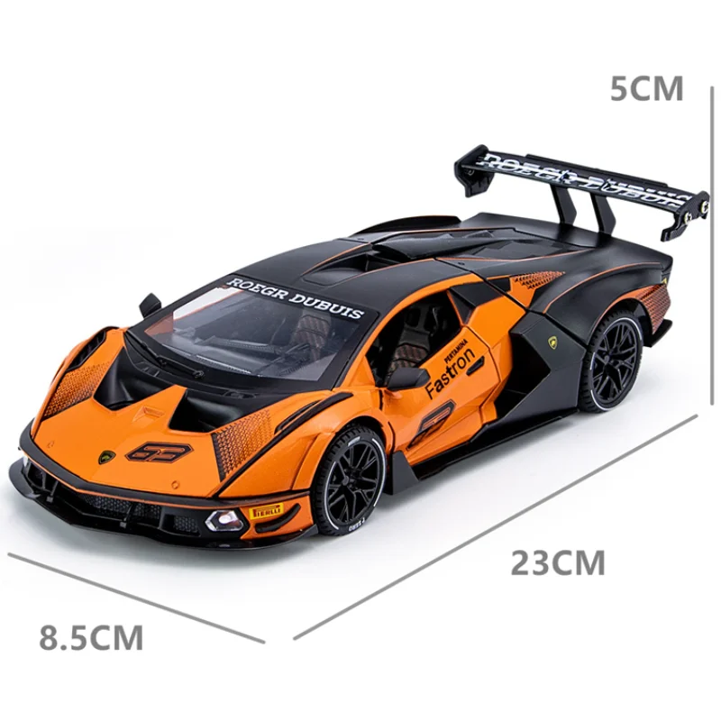 Lambos-modelo de coche deportivo de aleación SCV12 1:24, vehículo de juguete y troquelado, simulación de sonido y luz, juguetes de colección,