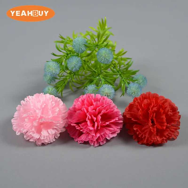 12pcs16color 9cm Artificial Simulation Fake Silk Carnation Flower Heads For Mother\'s Day DIY Hat Headware Garden Decorative