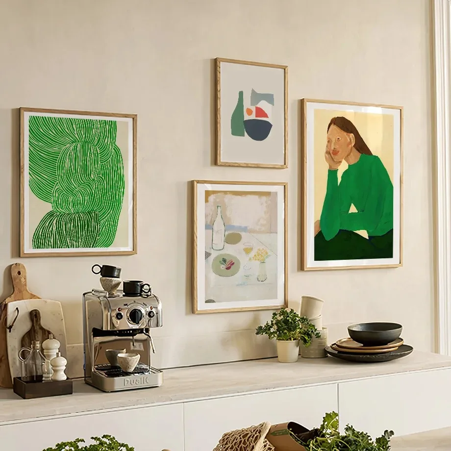 Grüne Lilien im Kelch Ausstellungs-Galerie Wandkunst Poster Minimalistischer Druck Leinwandgemälde für Wohnzimmer Moderne Heimdekoration