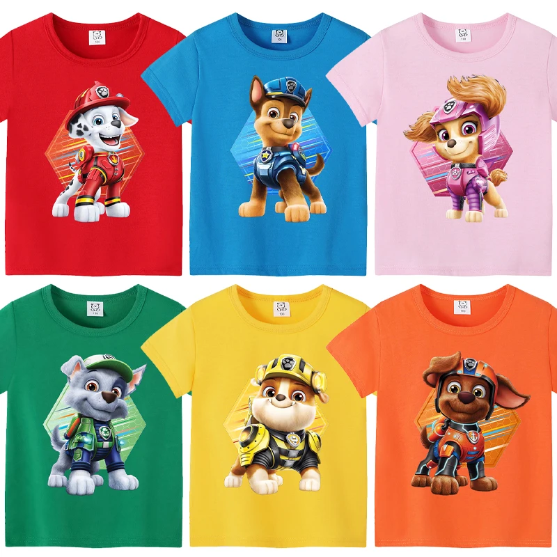 Paw Patrol Kinder-Tops, Kinder-T-Shirts aus Baumwolle, niedliche Cartoon-Grafik-T-Shirts für Jungen und Mädchen, lässige kurzärmelige Sommer-Kinderkleidung