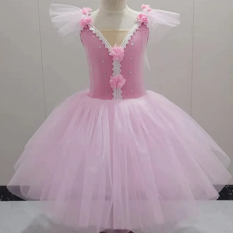 

New Ballet Tutu Dress for Girls Child Kids Competition Performance Skirt Little Swan Dance Practice Long Skirt Ballerina