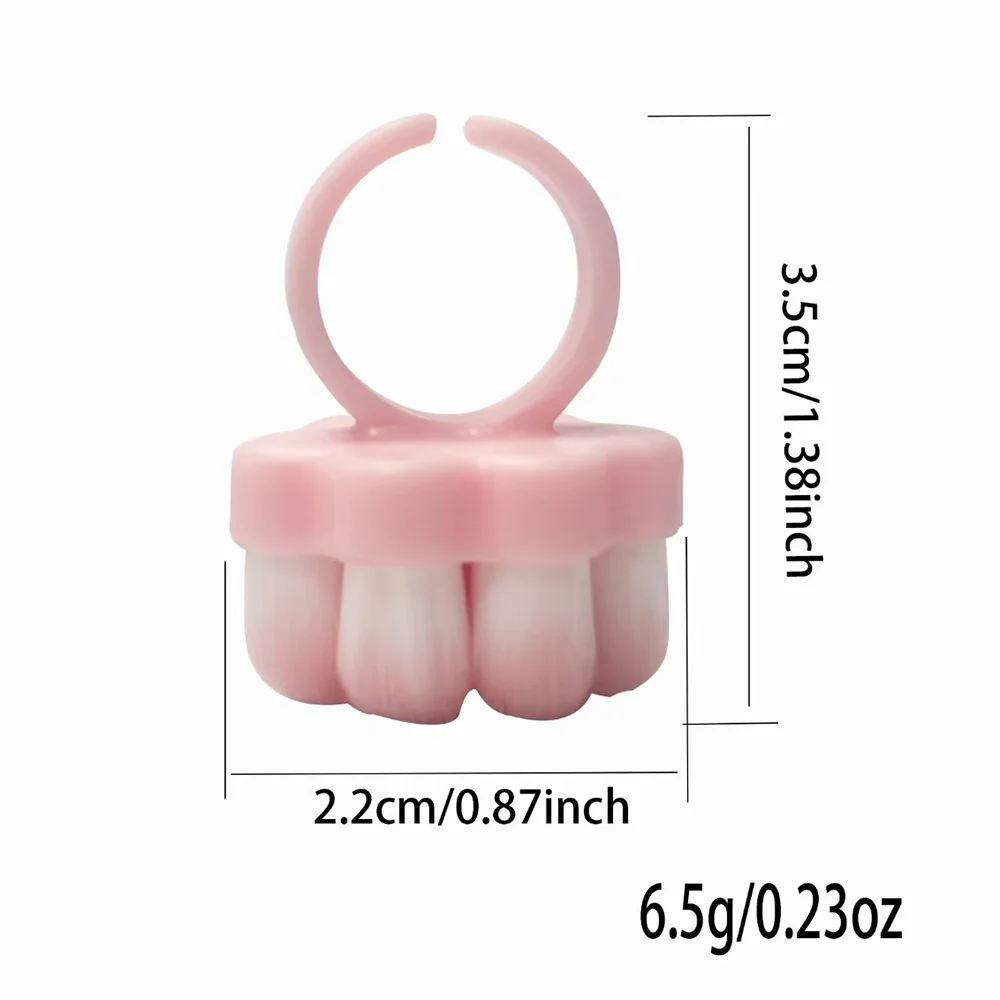 5 Stück Kawaii Flauschige Katzenpfoten-Ring-Nagelbürste Tragbare Rosa/Blau/Lila/Grün/Gelbe Weiche Fingerring-Bürste Nagelreinigungswerkzeug – Detail 8