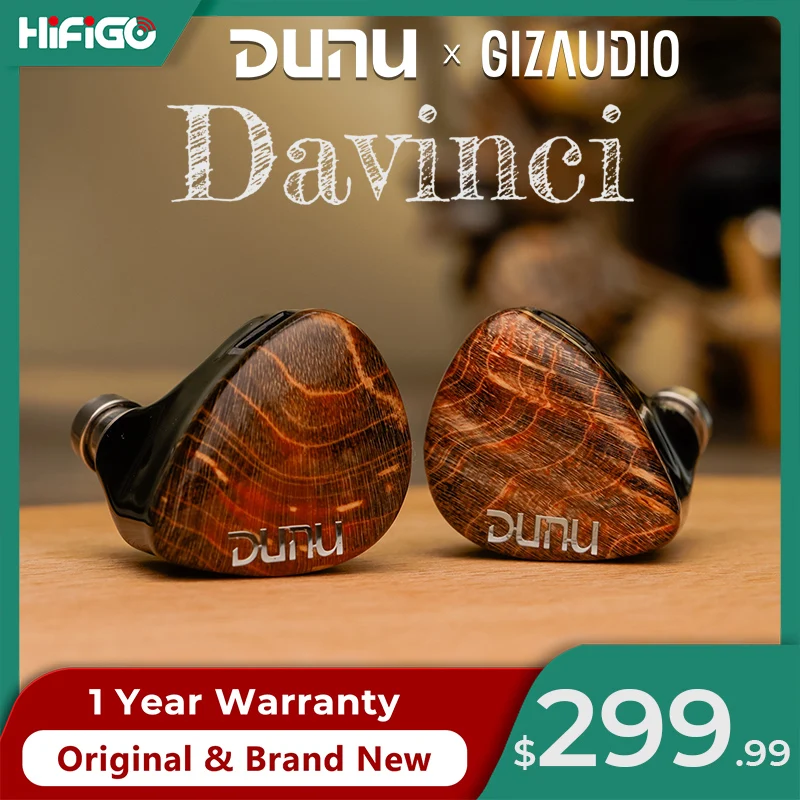 HiFiGo DUNU x Gizaudio DaVinci 2DD+4BA Hybrid In-ear Monitor Earphones with 3.5mm+4.4mm Swappable Termination Plugs Cable