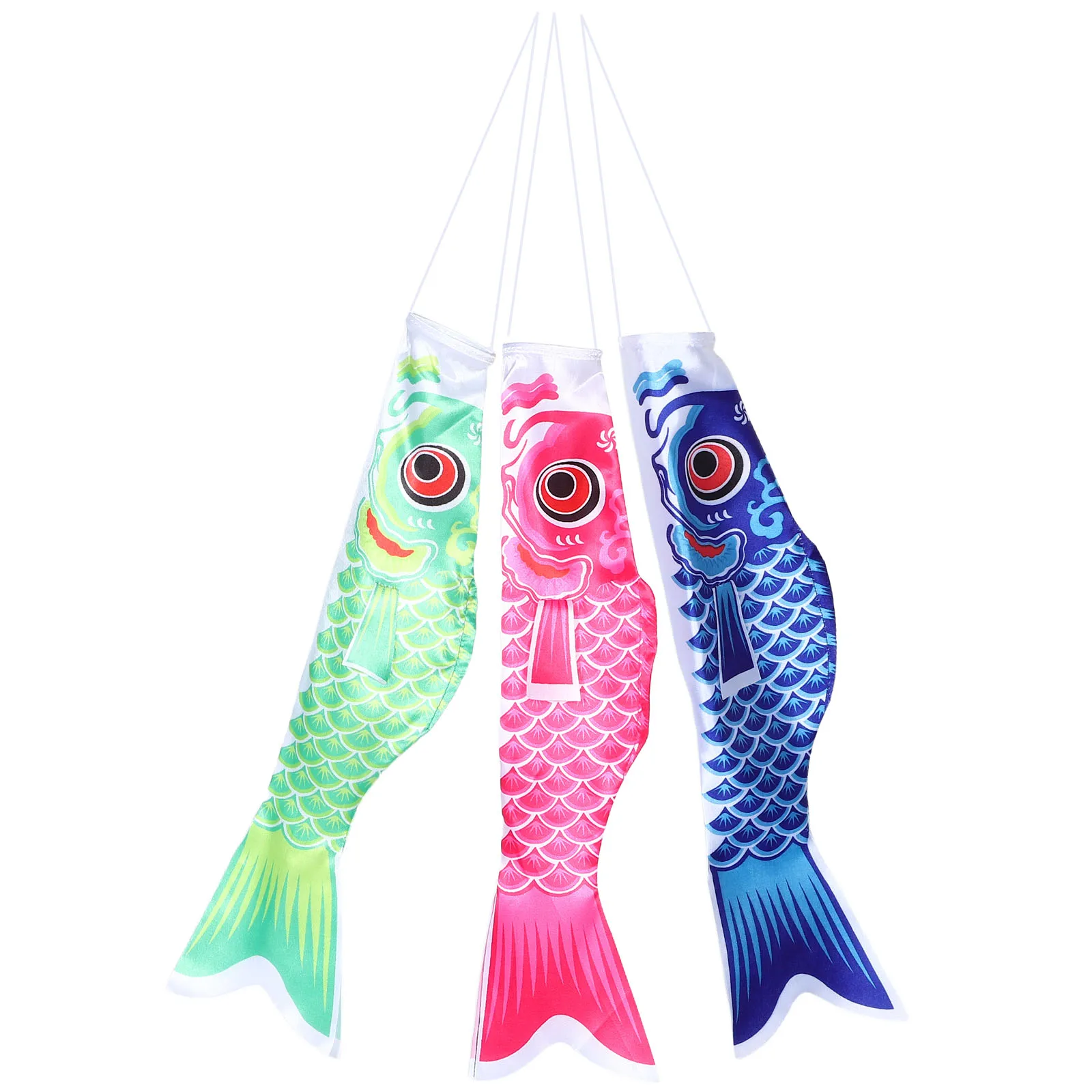 

3pcs Koi Fish Windsock Carp Flags Garden Decorative Outdoor Spring Festival Banners Japanese Style Weather Resistant