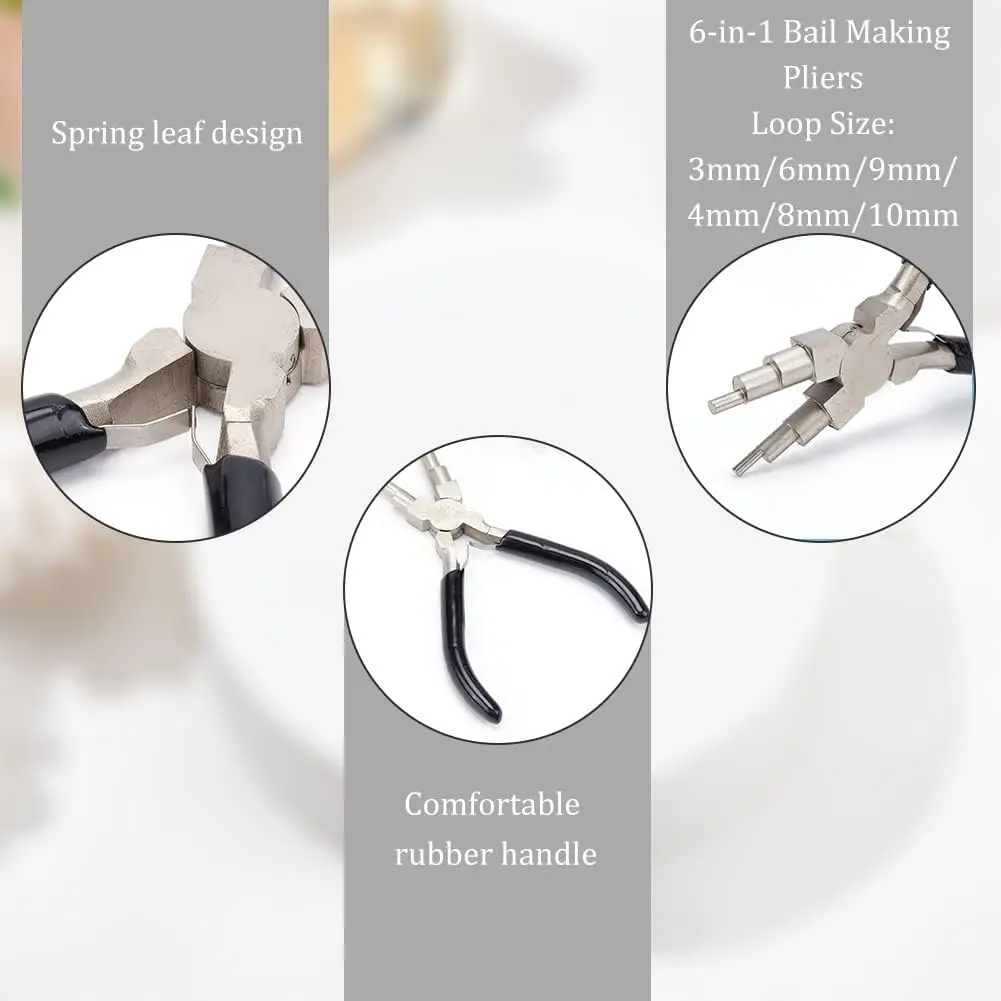 5-in-1 Jewelry Pliers Set with Mandrels 5.9”  Bail Making Pliers Wire Wrapping Tools for Jump Rings Loops & DIY Crafting