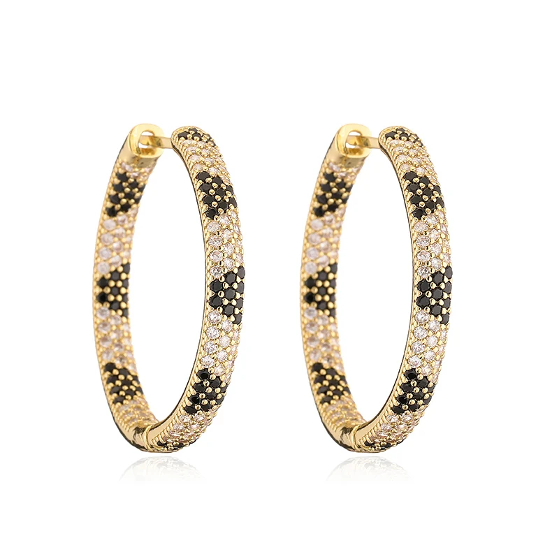 HECHENG, Europe And The United States Trend Txaggerated Large Circle Inlaid CZ Stone Leopard Triangle Pattern Women\'s Jewellery