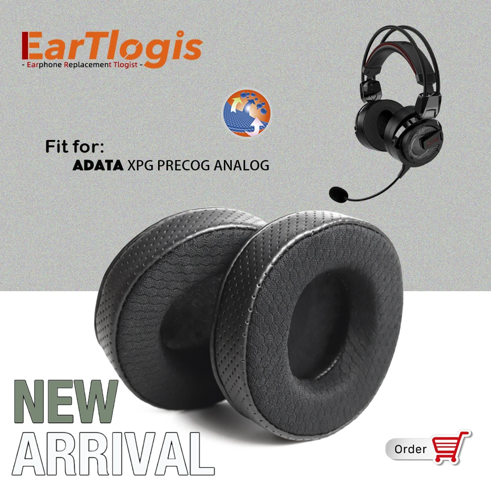 EarTlogis New Arrival Replacement Ear Pads for ADATA XPG PRECOG ANALOG Headset Earmuff Cover Cushions Earpads