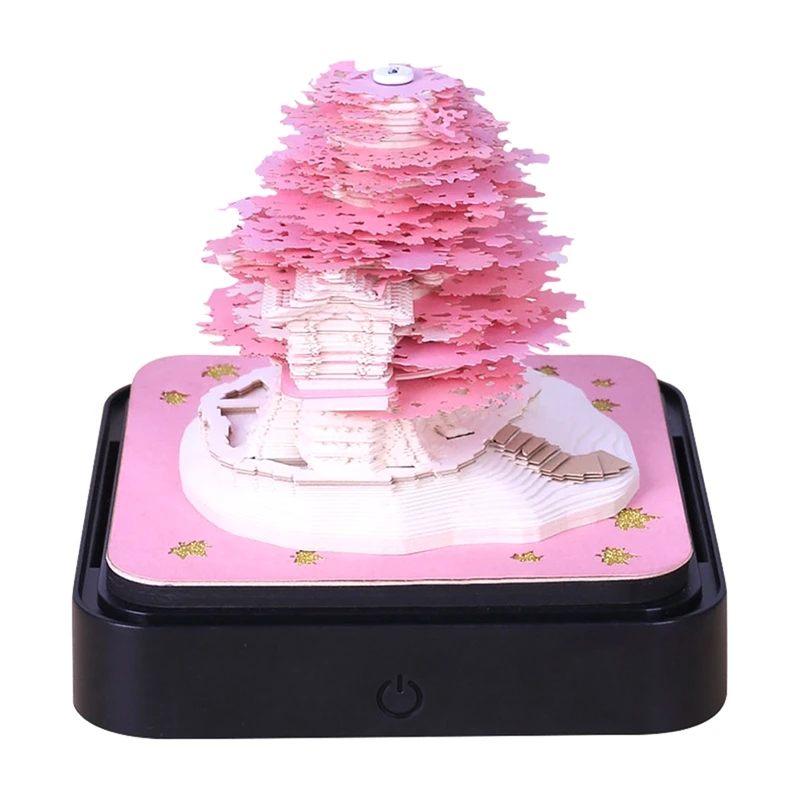 2024 Calendar Memo Pad, Desk Calendar With LED Lights 3D Notepad Paper Carving Gift Desktop Decoration For Office