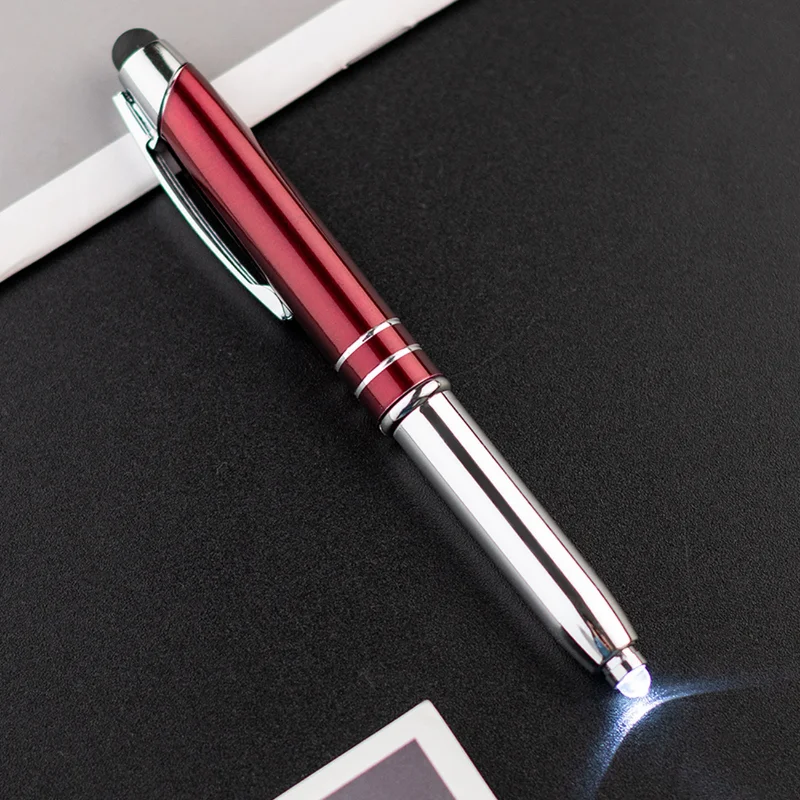 3-in-1 Metal Light Pen with LED Light and Touch Screen Ballpoint Pens for Office and School Supplies