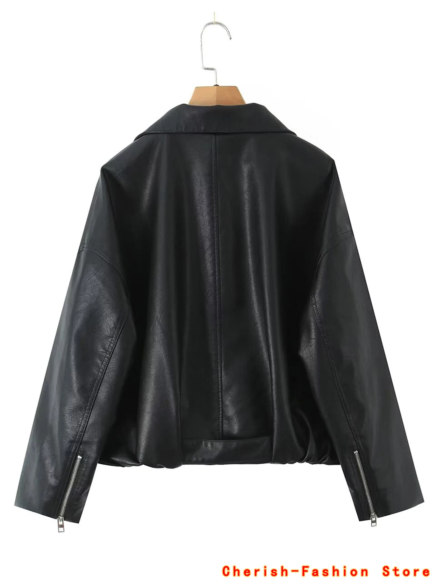 2025 new style women pu leather jacket with turn down collar faux leather short coat Motorcycle Coat Female Spring winter Wear
