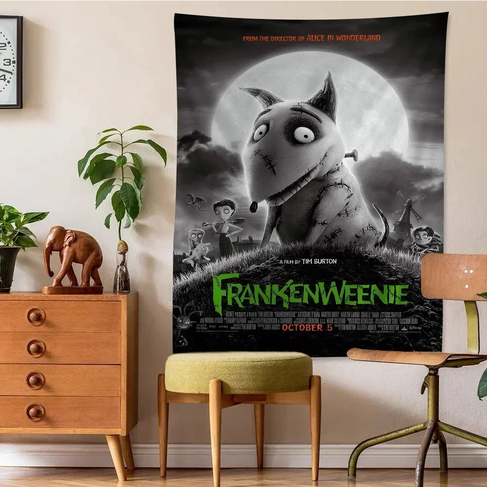 3D Black and White Fantasy Movie F-Frankenweenie Anime Tapestry Hanging Tarot Hippie Wall Rugs Dorm Home Decor