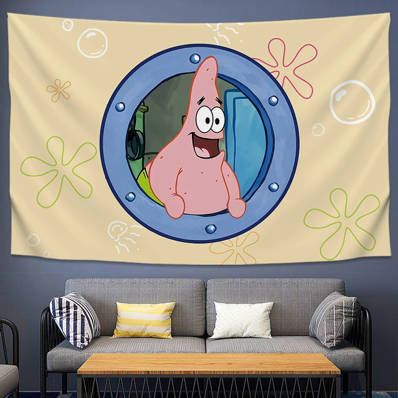 SpongeBob SquarePants Cartoon Decorative Tapestry Living Room Tapestry Bedroom DecorativeTapestry room decor aesthetic wallcloth