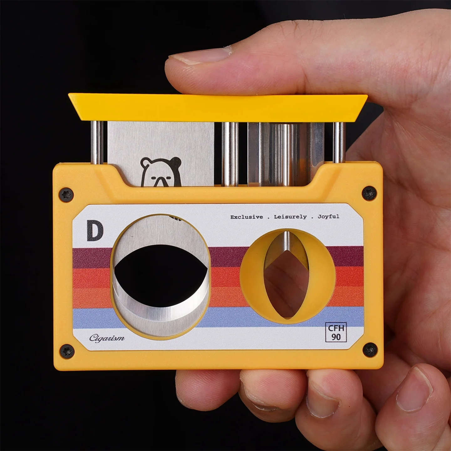 Retro Tape Cassette Triple-Function Multi-Purpose Cigar Cutter Punch Flat Clip V-Clip Scissors Home Garden view 3