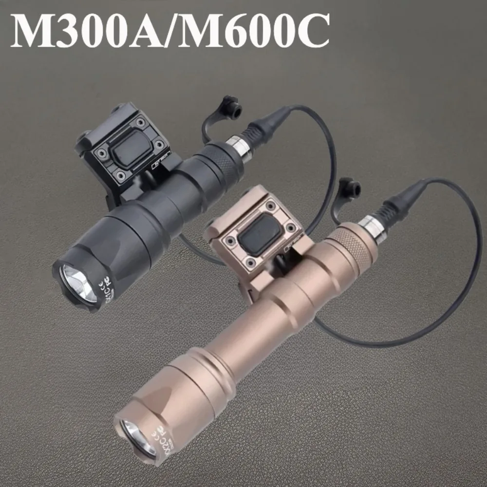 Tactical LED Flashlight M600/M300 Series Gun Strobe Light with 20mm Rail Hunting Scout Light Pressure Switch Included