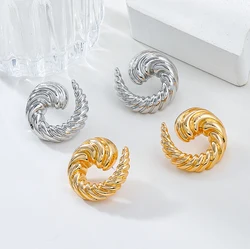 Retro Conch Shaped Stud Earrings for Women Fashion Personalize Design Geometric Irregular Croissant  Texture Earrings