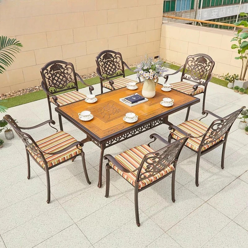 

Suiting outdoor cast aluminum tables and chairs outdoor garden courtyard terrace electric grilling charcoal grilling integrated