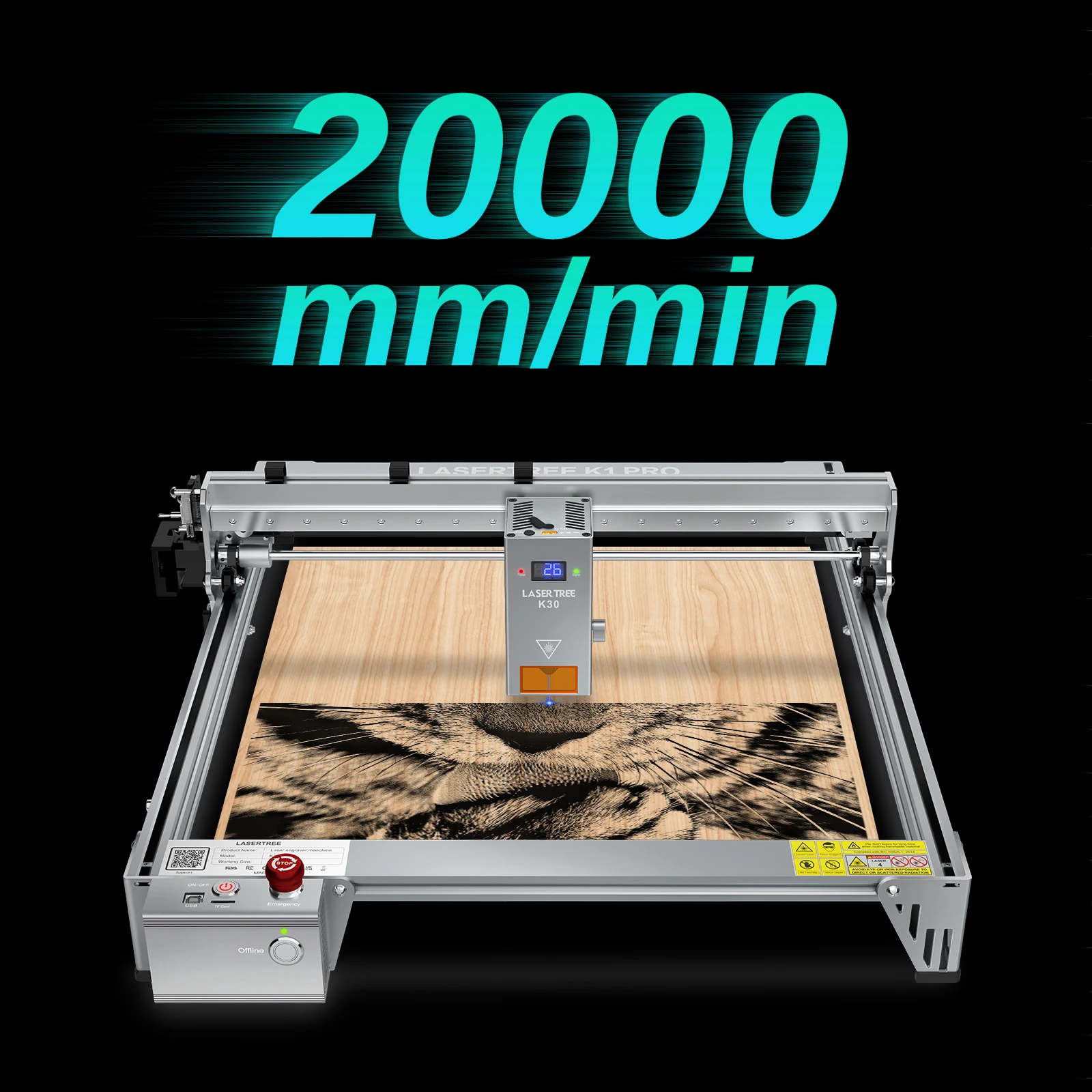 LASER Lanka E K1PRO-Graveur Laser 30W 40W, Machine de Découpe et de Gravure, Calcul CNC, Outils de Travail, Zone de Travail 400x400mm