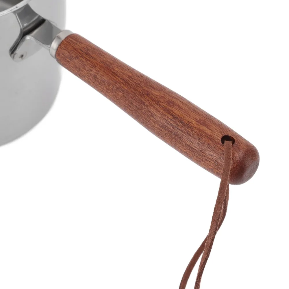 

Кухонный инструмент: Ковш для подогрева масла 450 мл из нержавеющей стали с деревянной ручкой, прочный, многофункциональный, для молока, кофе, плавления шоколада