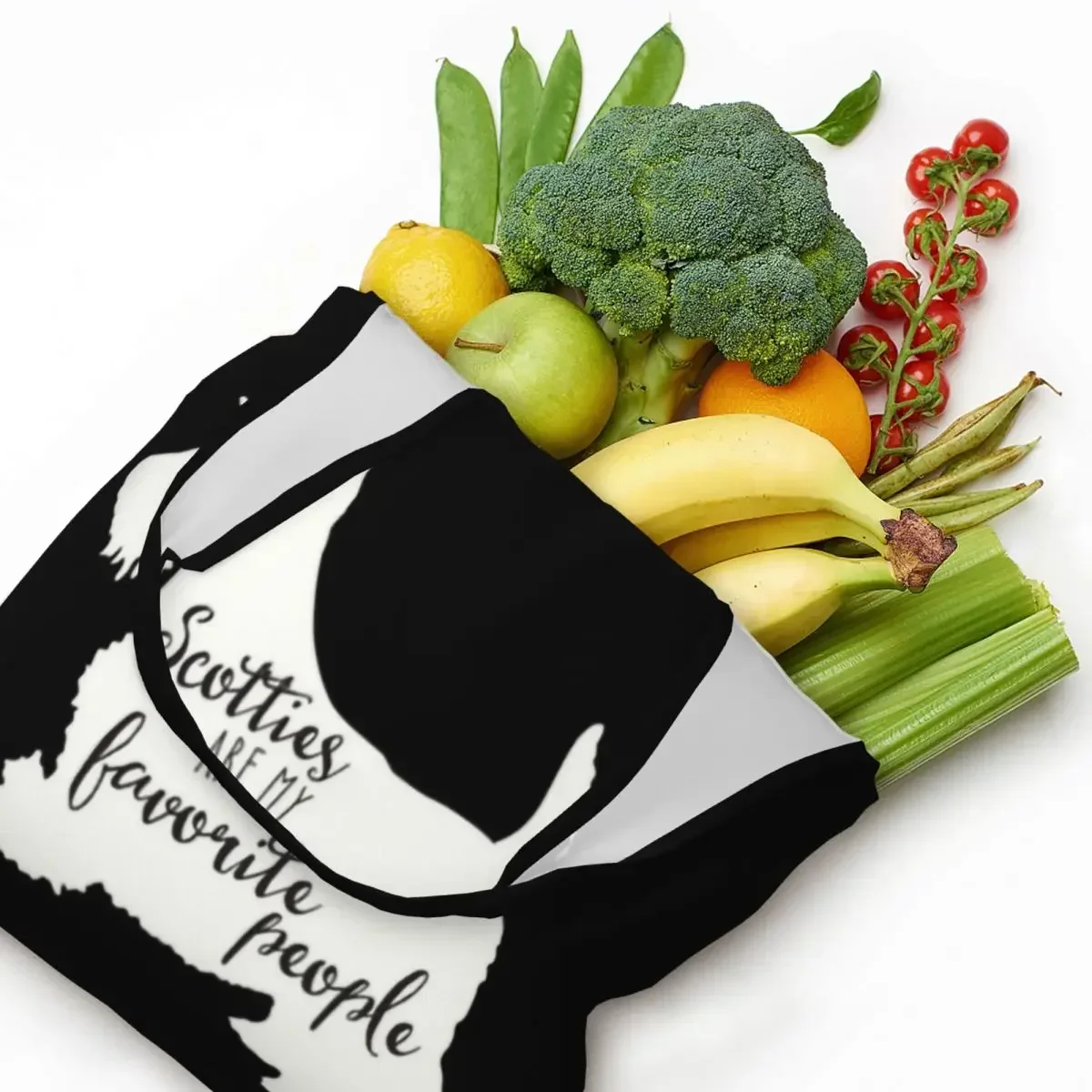 

Scotties Are My Favorite People Grocery Tote Shopping Bag Scottish Terrier Dog Canvas Shoulder Shopper Bags Big Capacity Handbag