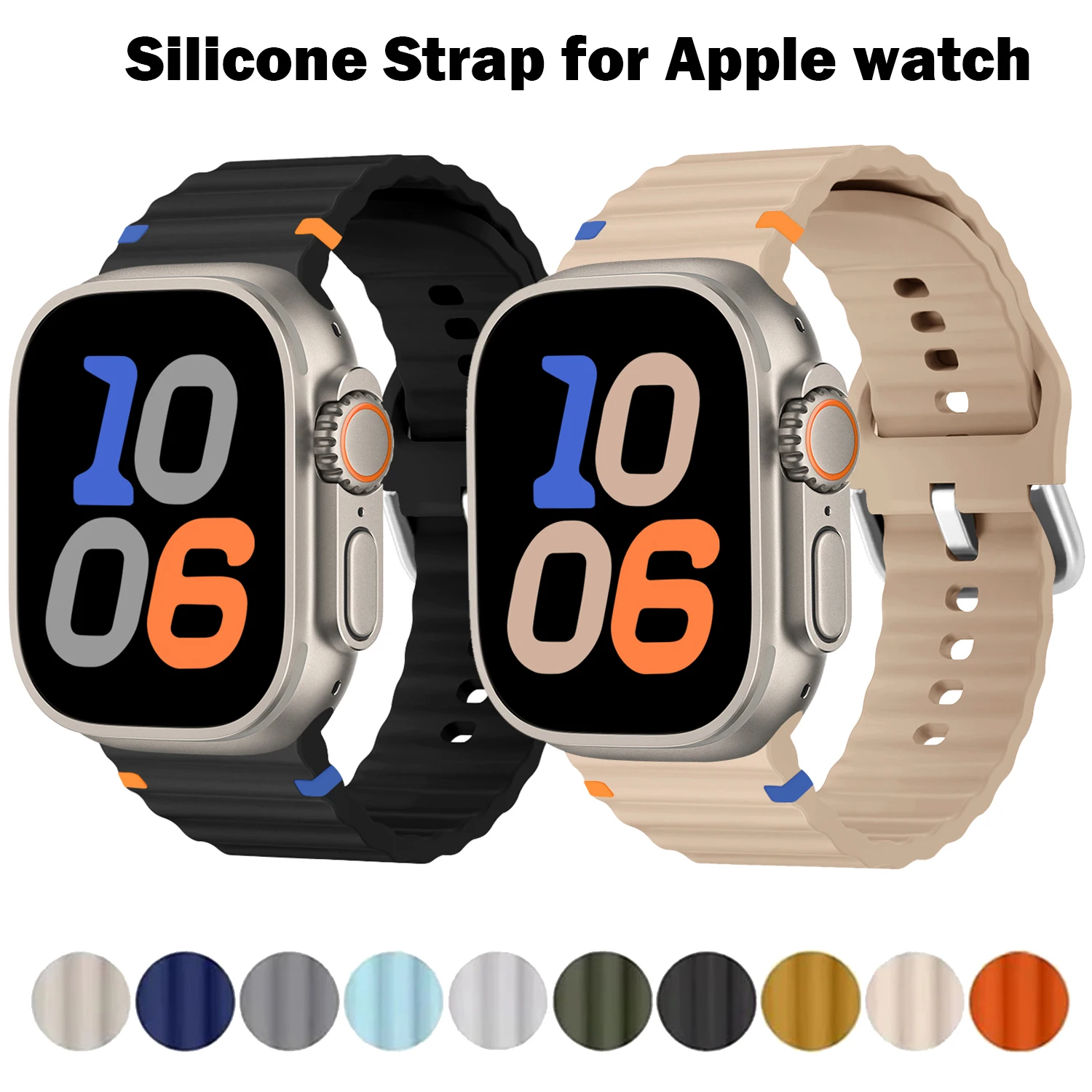 Silikon-Ersatzarmband für Apple Watch 46mm 45mm 44mm 42mm 41mm 40mm Sportband für iWatch Ultra 2 Series 11 10 9 8 7 6 5
