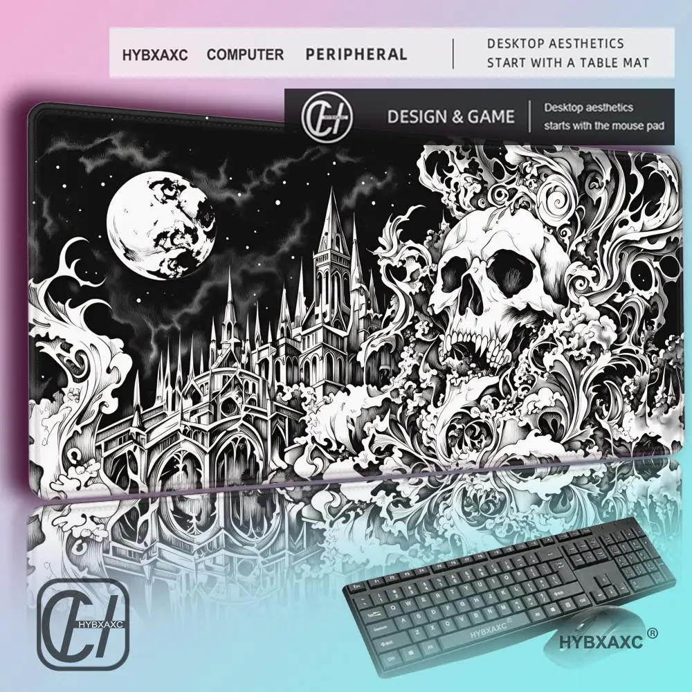 

HYBXAXC Gothic Skull Celestial Design MousePad Gaming Desk Mat Starry Sky Anti-slip for Laptop Keyboard Gaming Desk Accessory