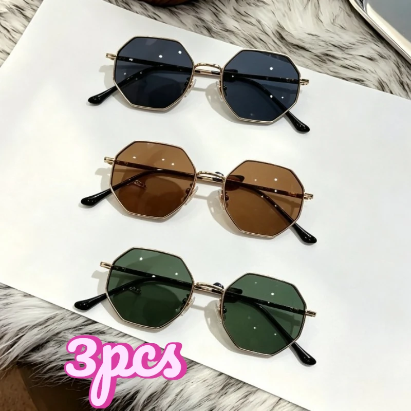 3‑Pack Neutral‑Style Square Metal Optical Frames, 3‑Color Assortment, Simple Trendy Decor Glasses