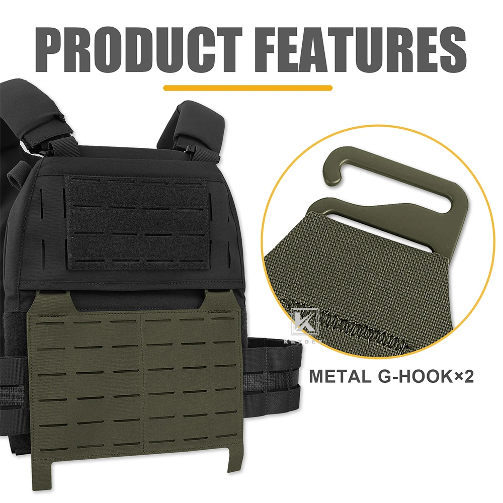 KRYDEX Caça Acessórios Tático MOLLE Painel Frontal Flap Destacável Adaptar G Gancho Buckle Para Peito Rig FCPC Vest Ranger Verde