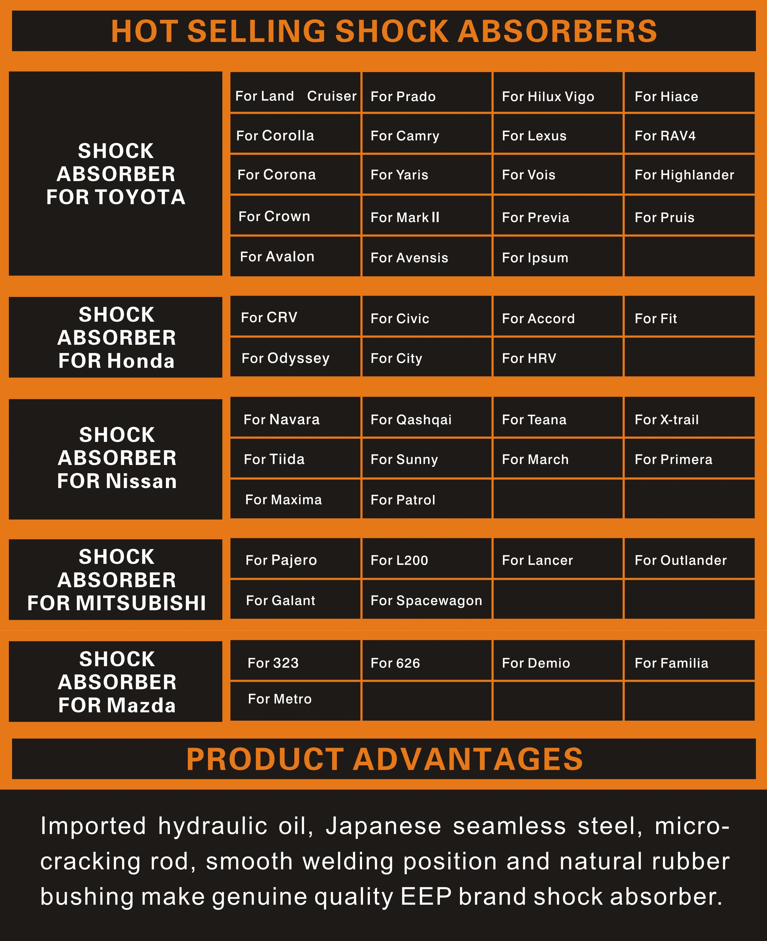 Auto parts Land Cruiser car front and rear shock absorbers