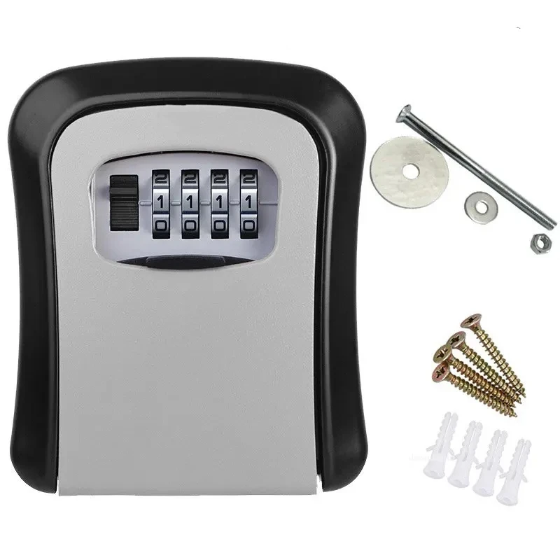 HEE RAK Key Lock Box 4-cijferig wachtwoord ABS metalen wijzerplaat opslagbeheer anti-diefstal wandgemonteerde grote ruimte kluis