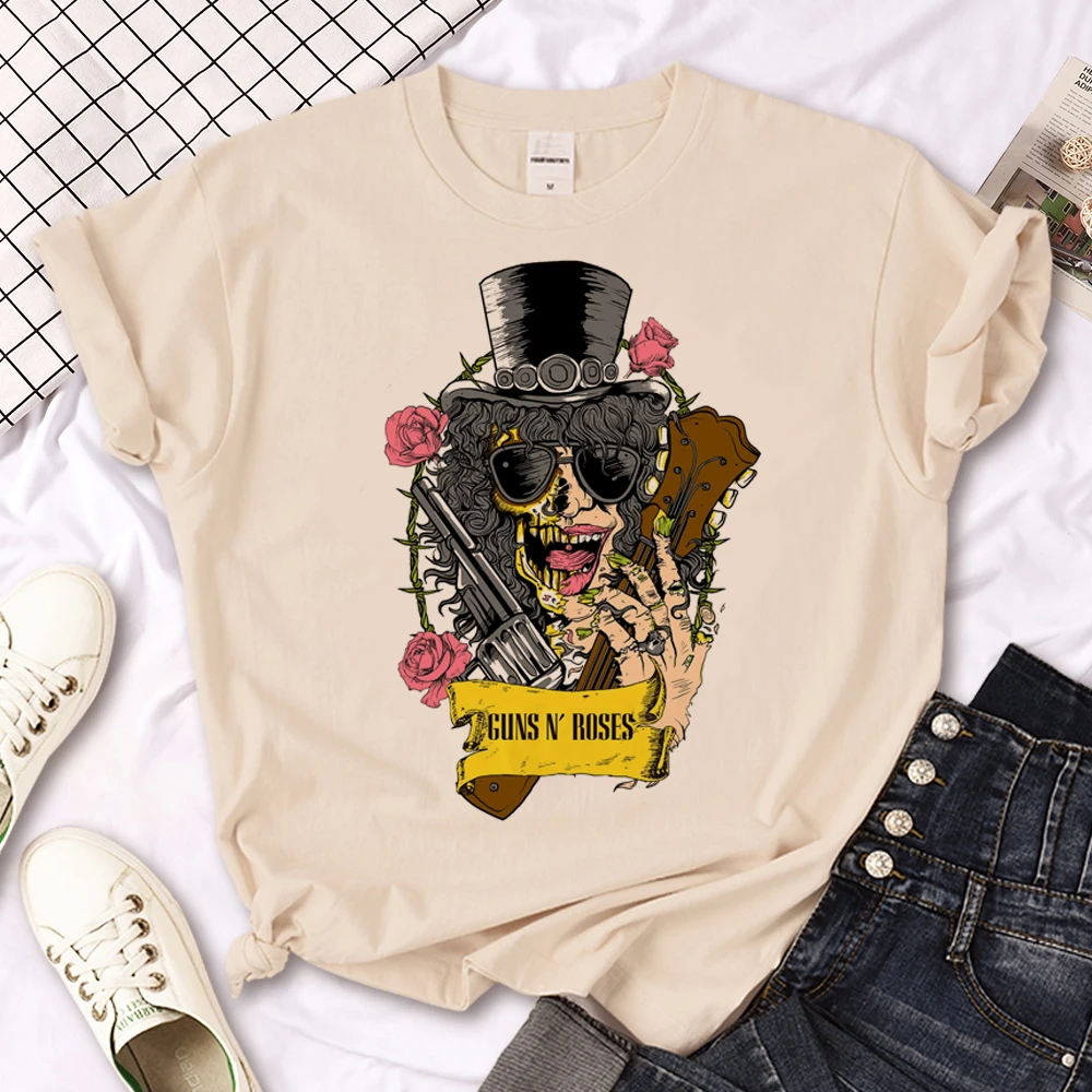 Guns n Roses t-shirts women Japanese streetwear t-shirts girl comic designer funny clothes