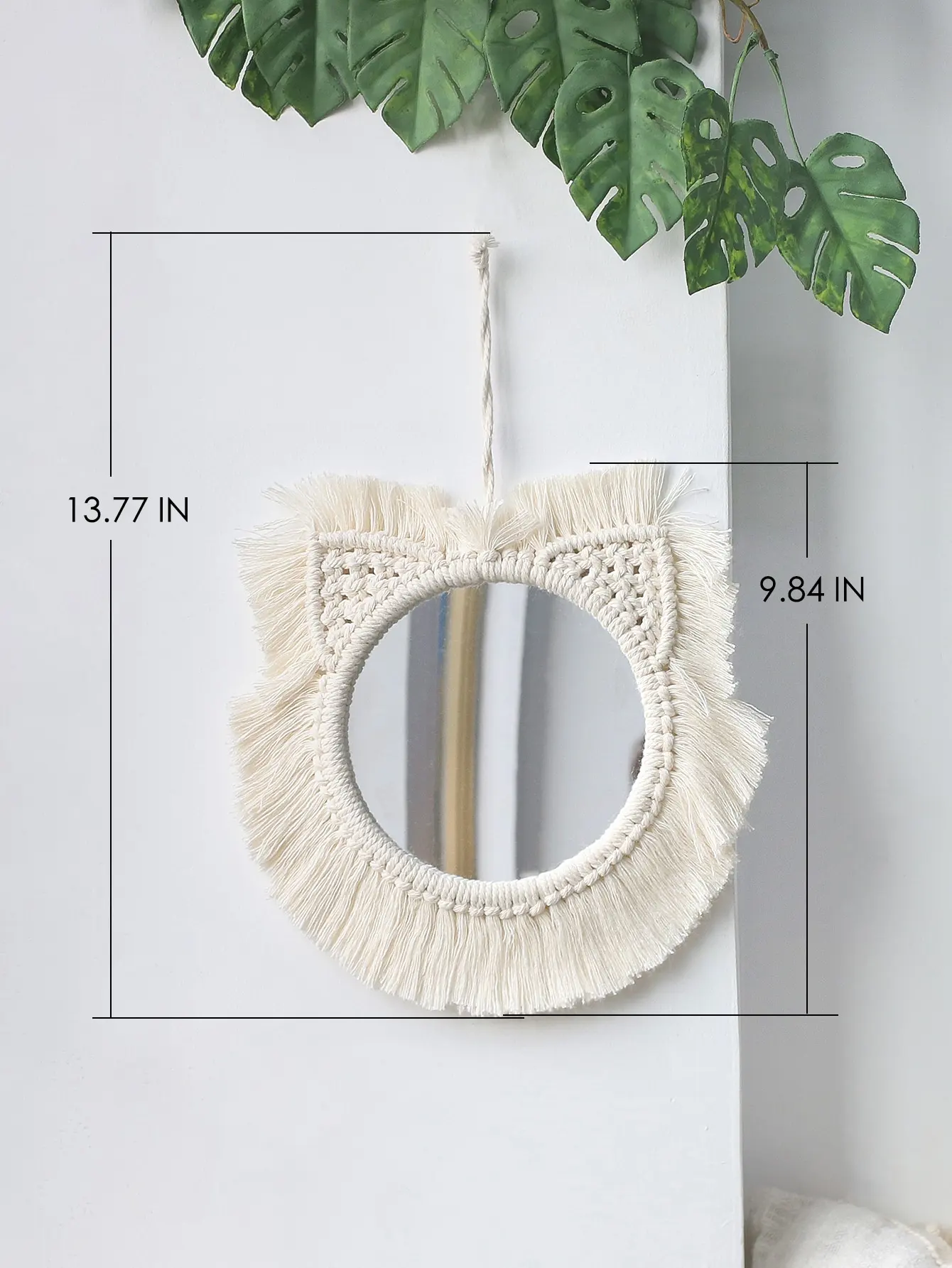 Nordic Room Decorative Mirrors Boho Macrame Round Cosmetic Mirror Room Wall Mirror Woven Macrame Crafts Home Decor Wall Decor