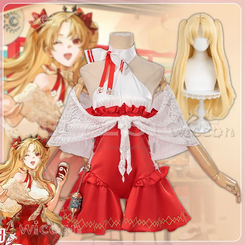 

Halloween Costume Woman Game Fgo Ereshkigal Cosplay Fate/Grand Order Red Dress Lace Shawl Golden disfraz adulto Anime Clothing
