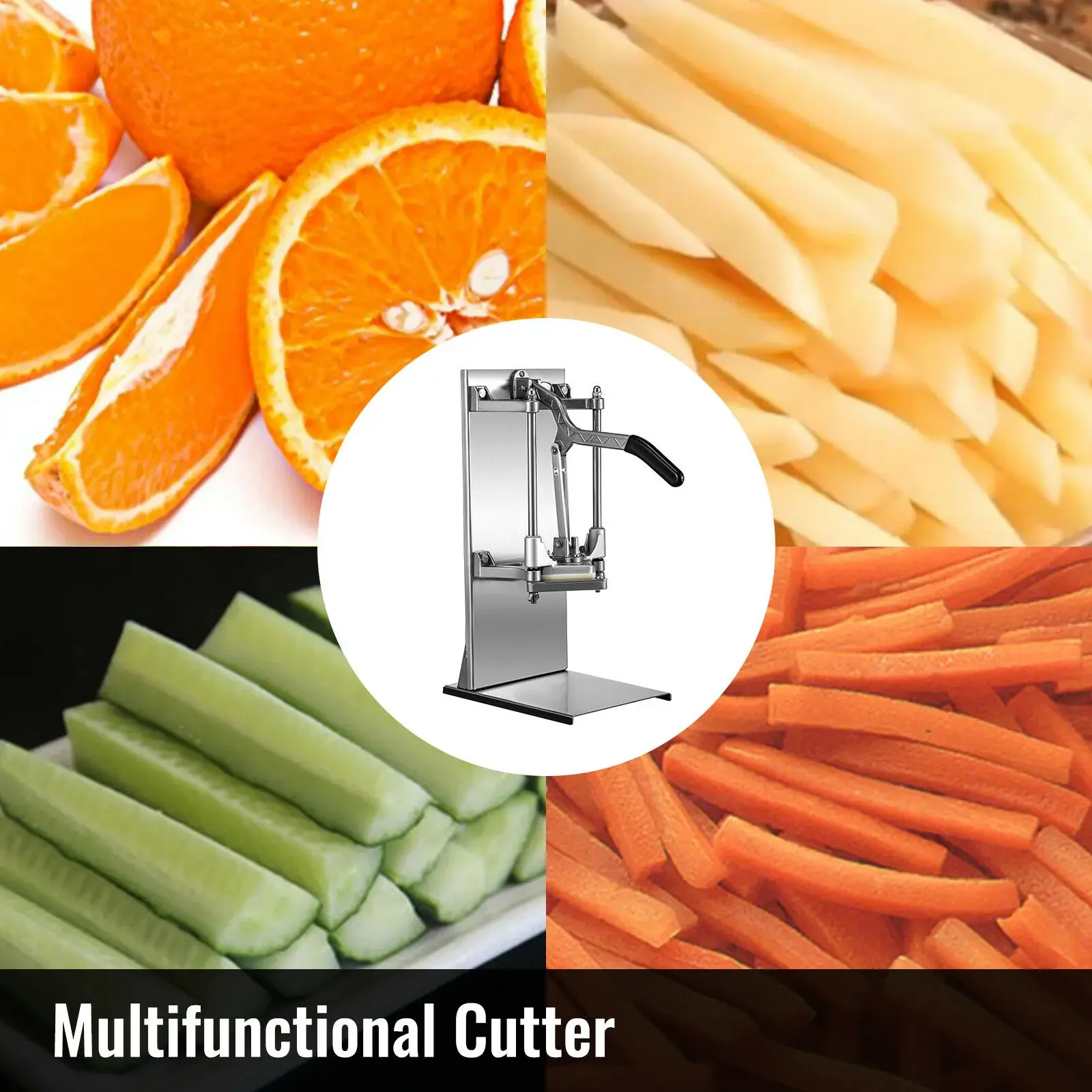 Commercial Vegetable Chopper with 4 Stainless Steel Blades Home French Fry Dicer Potatos Onions Manual Slicer Fruit Cutter