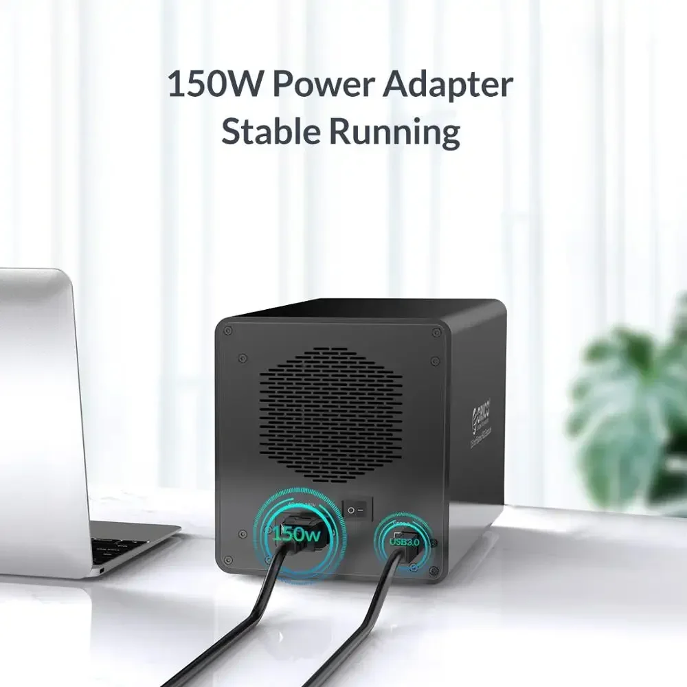 ORICO Caja de disco duro de 3,5 pulgadas Caja de aluminio 4 bahías SATA a USB3.0 Estación de acoplamiento HDD Caja de disco duro externo con UASP