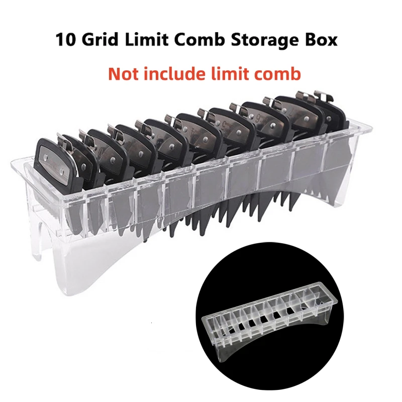 

10 Grid Guide Limit Comb Storage Box Electric Hair Clipper Rack Holder Organizer Case Barber Salon Hairdressing Tools