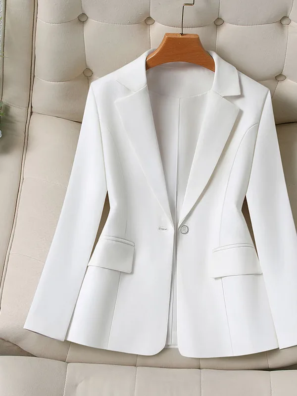 

Slim Fit Bla Long Sve Suit Jaet for Women Spring Autumn New Sle College Wind OL Profional irt Thinming Top