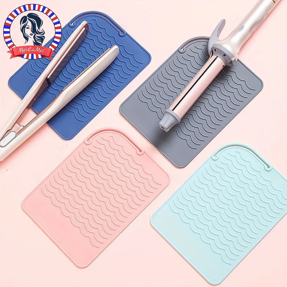 1pcs Heat Resistant Silicone Mat Pad Non-Slip Mat Silicone Heat Insulation Pad for For Hair Tools Hot Iron Hairdressing Tools