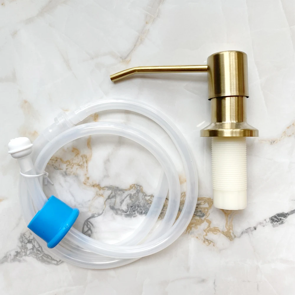 304SS Kitchen Sink Liquid Soap Pump Dispenser Nickle Golden Lotion Holder Pump Head Silicone Tube Kit Under Deck Counter Tool