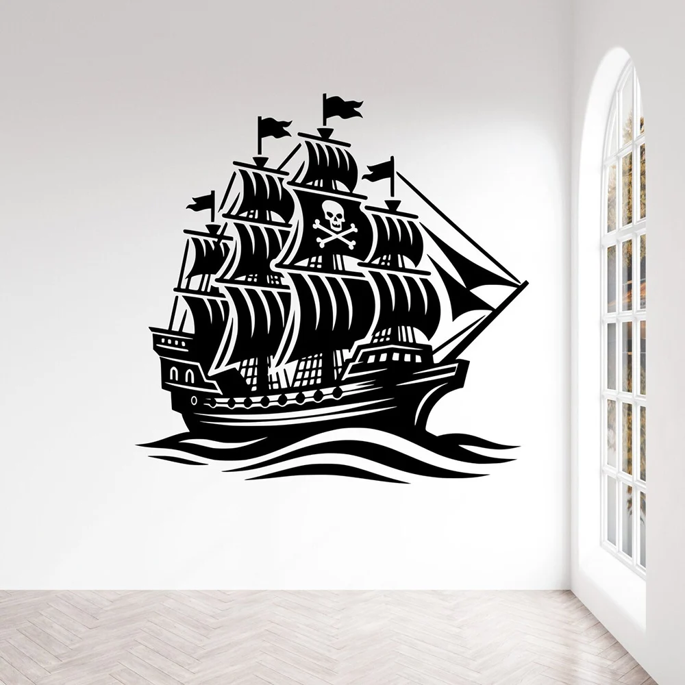 Pirate Ship Wall Decal Pirate Decal Pirate Ship Wall Sticker for Home Kids Room Decor Poster Vinyl Removable Wallpaper S723