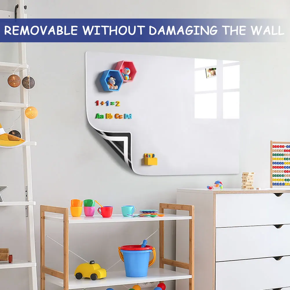 Magnetic Whiteboard Contact Paper Include Marker Magnet Eraser Whiteboard Stick on Wall Removable Magnetic Dry Erase Whiteboard