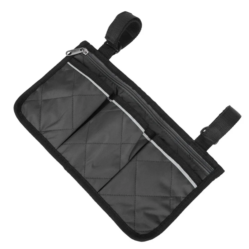 

Multifunctional Wheelchair Scooter Armrest Side Bag Walker Hanging Pouch Storage OrganizerBlack