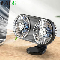 EAFC Car Cooling Fan Double-Head Low Noise 5V USB Electric Car Cooler 360° Rotating Car Air Outlet Dashboard Fan Electrical