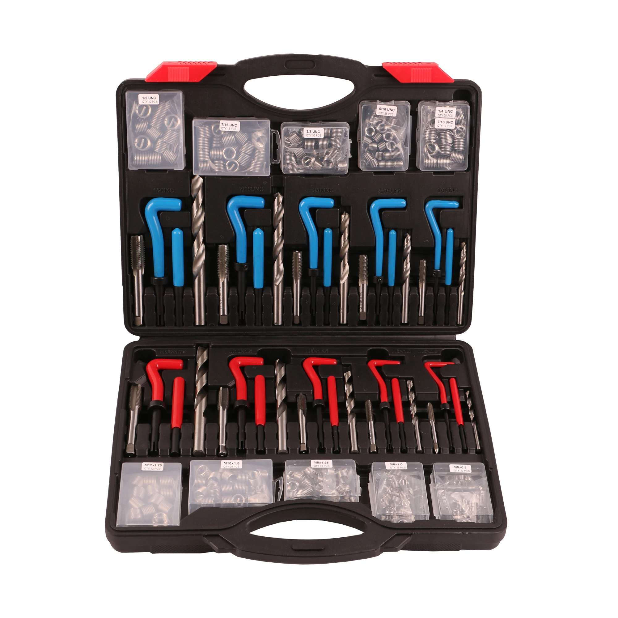 

315PCS Thread Repair Kit Internal Thread Repair Set Car Repair Tools 1/4" 5/16" 3/8" 7/16" 1/2" M5 M6 M8 M10 M12 EC1829
