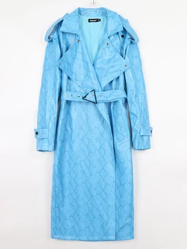 Nerazzurri-女性用の大きなカラフルなパテントレザーのトレンチコート,新しい秋のコレクション,2022