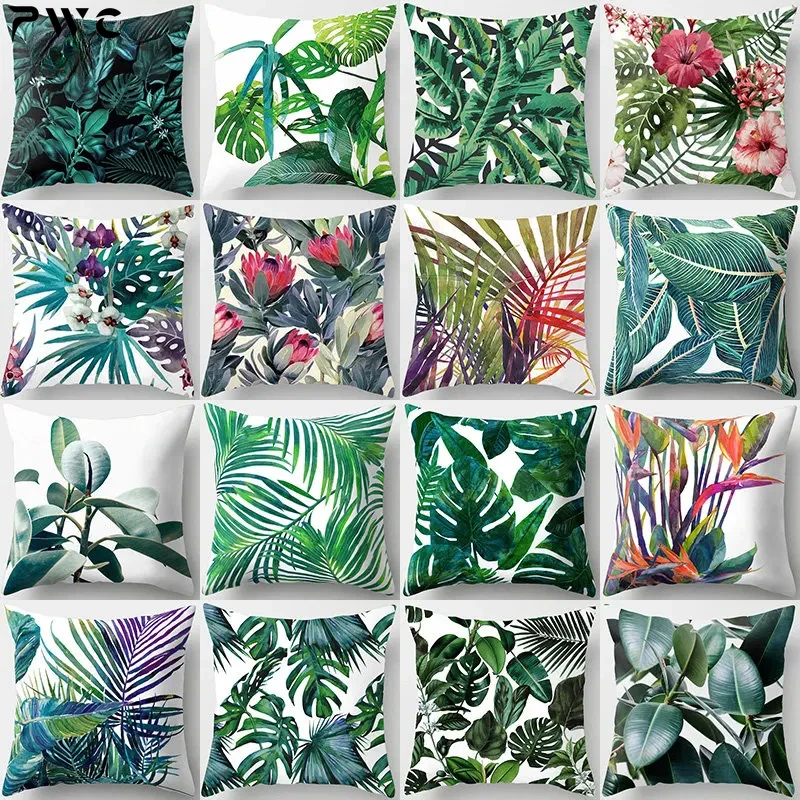 

Tropical Leaf Cactus Monstera Cushion Cover 45*45cm Polyester Throw Pillows Sofa Home Decor Decoration Decorative Pillowcase