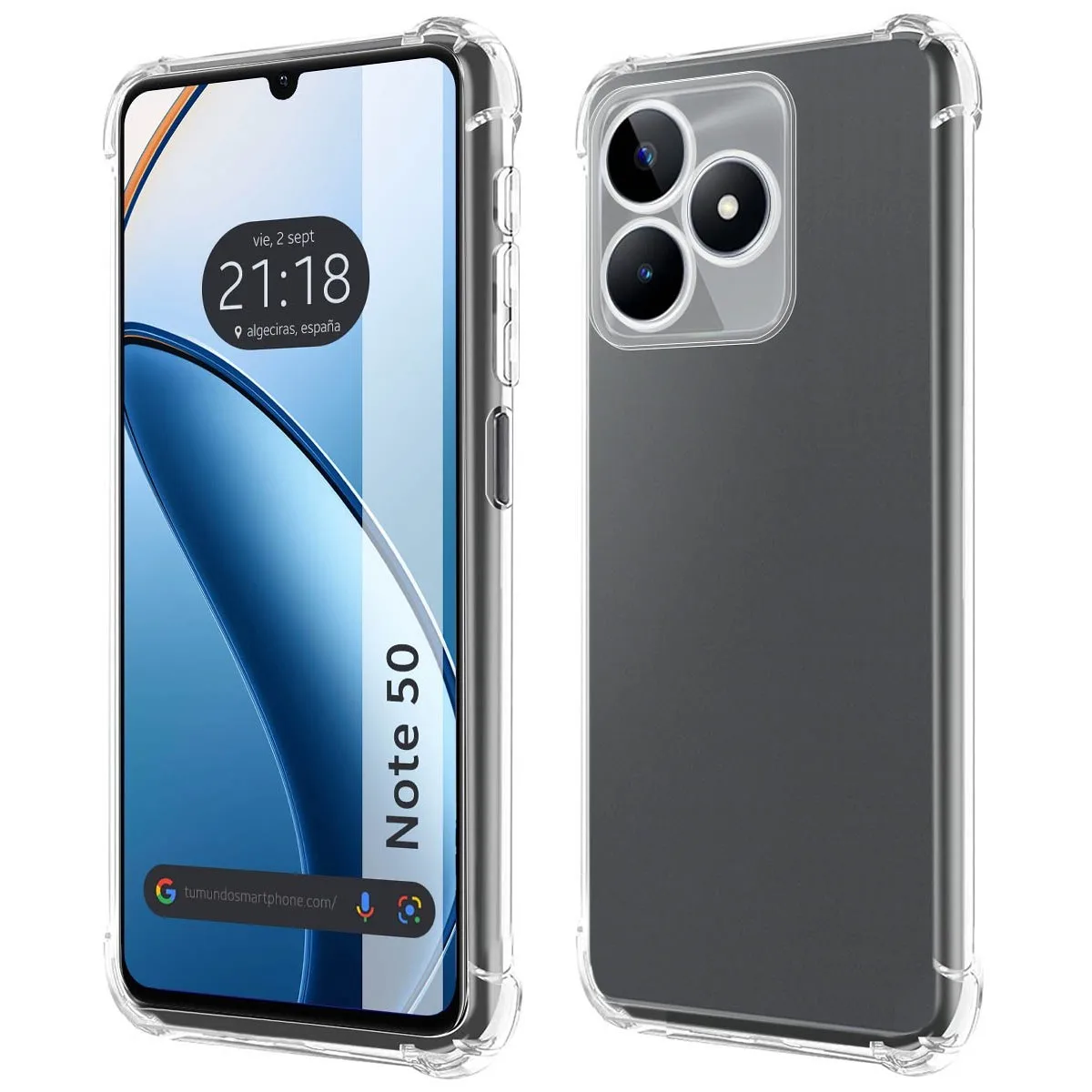 Tumundosmartphone Clear Shockproof Silicone Case compatible with Realme Note 50