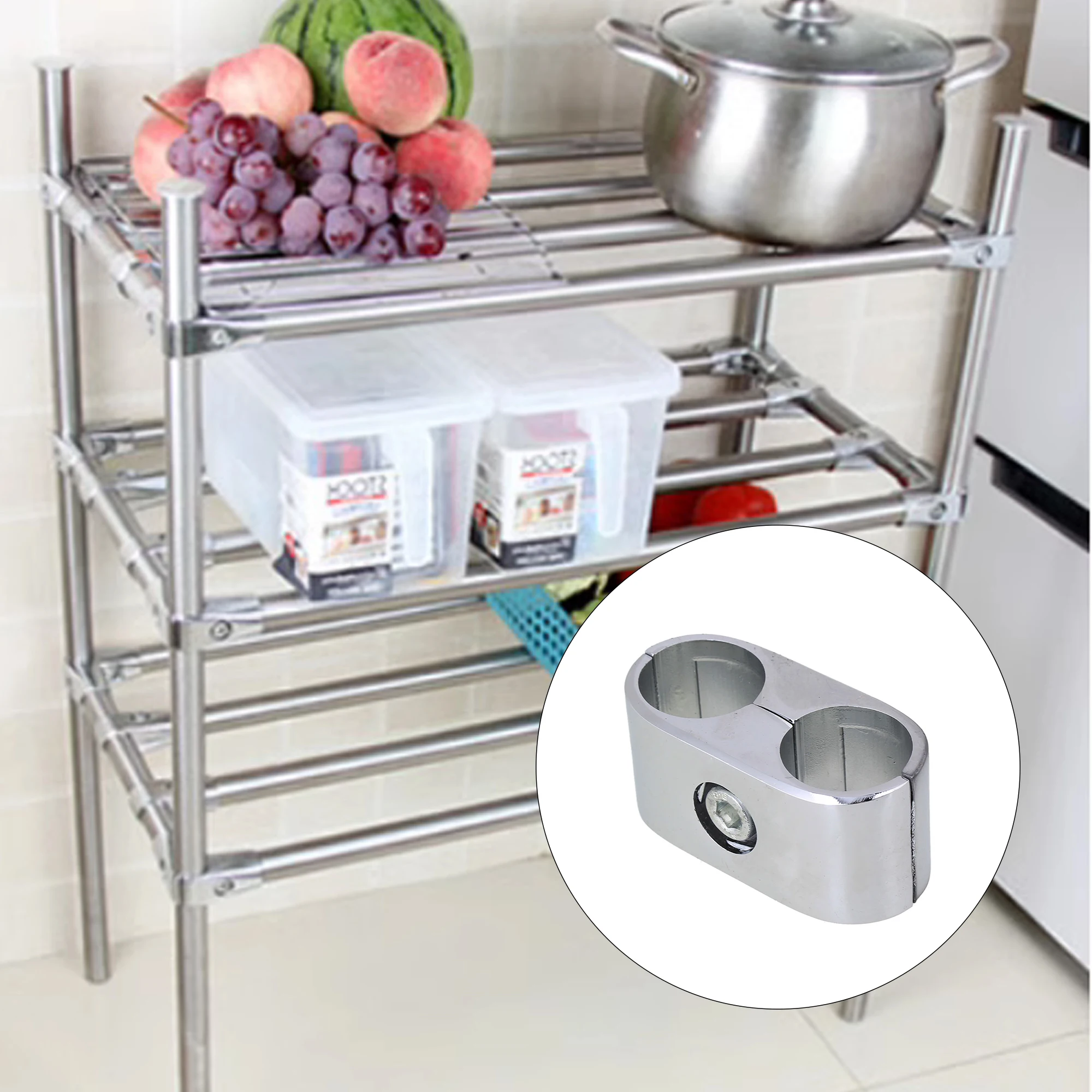 Aluminum Drying Rack Pipe Fittings Connector for 25mm Round Tube Silver